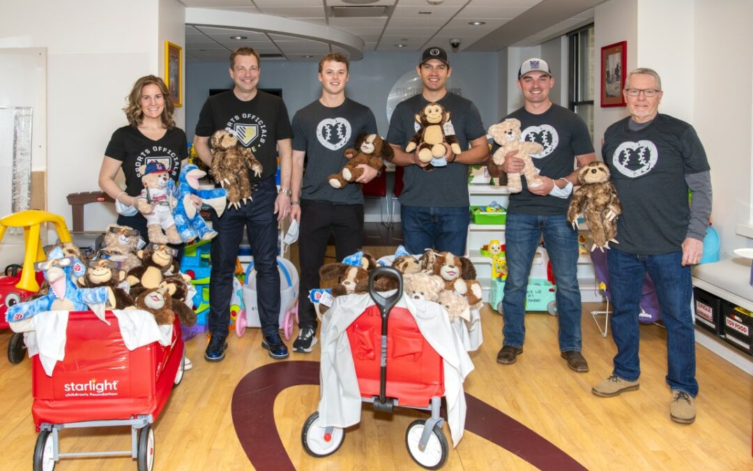 Sports Officials Care joins hospital visit at Cleveland Clinic Children’s Hospital, delivering 100 Build-A-Bears to kids
